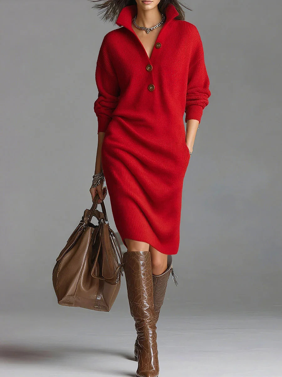 Dress collar open sweater for women | Soleanne -4