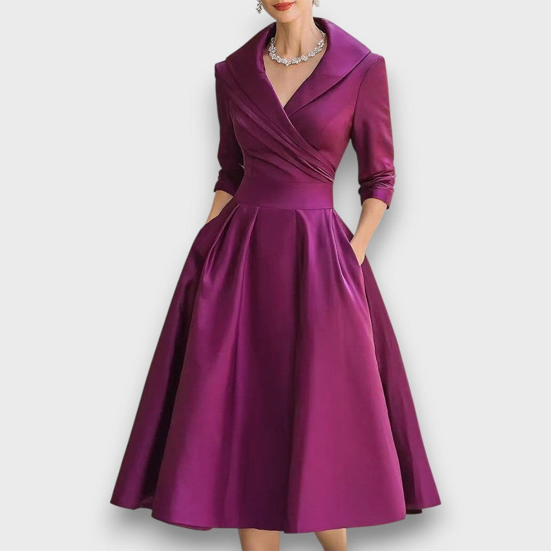 Neck midi dress for women | Refined Wrap -6