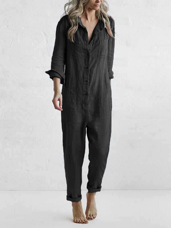 Casual long-sleeve jumpsuit for women | Sindy -9
