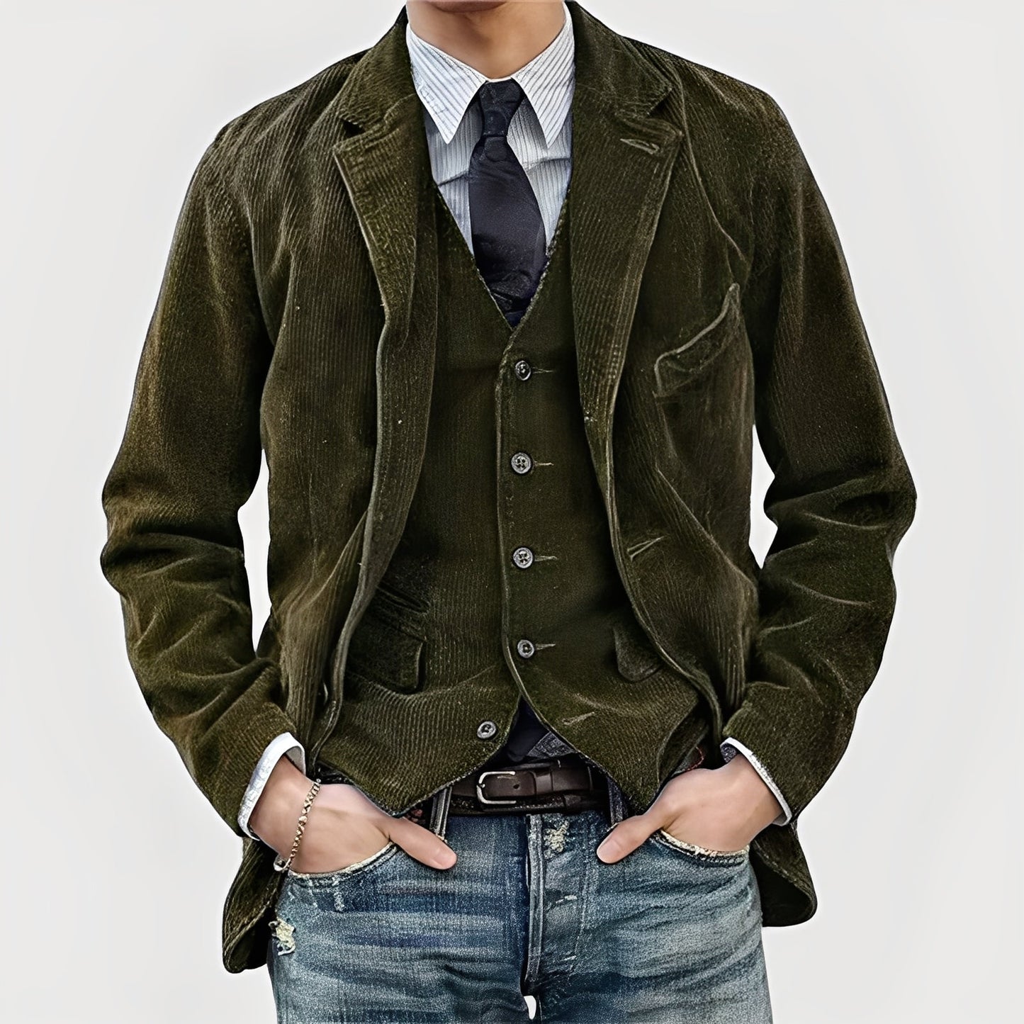 Jacket vest set for men -5