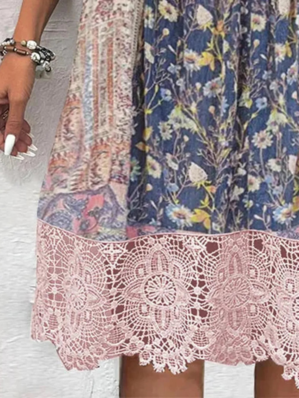 Maxi boho long sleeves details dress for women -3