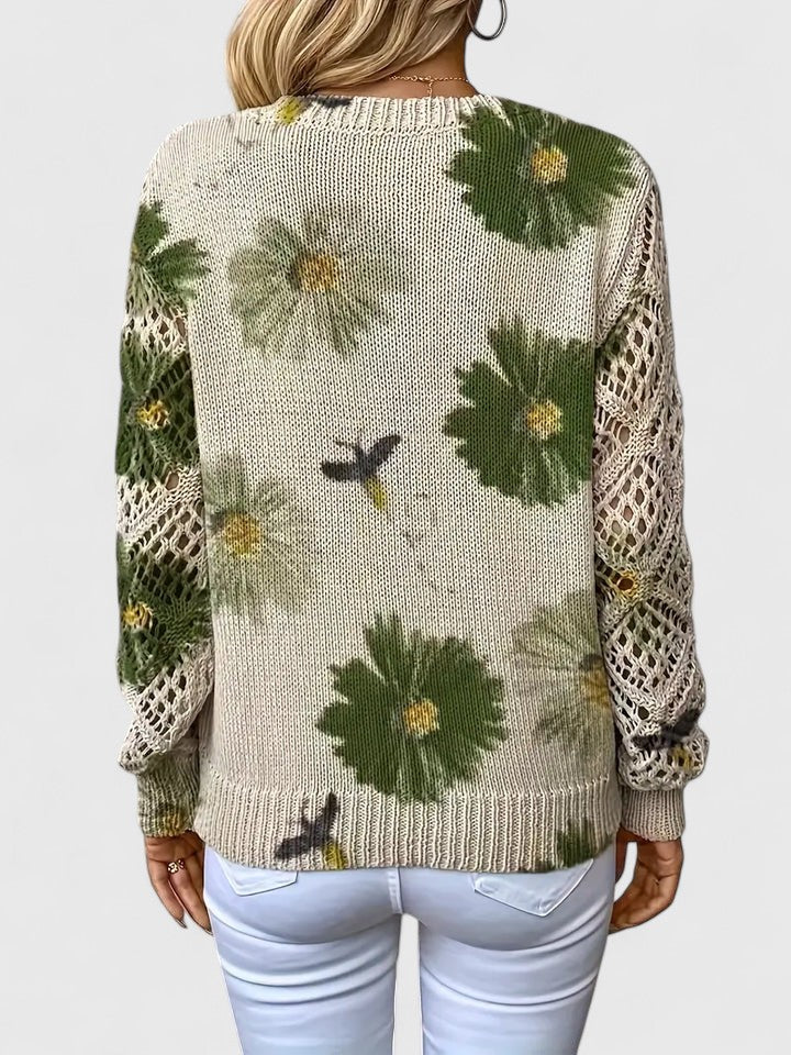 Elegant floral pattern sweater for women | Marivelle -9