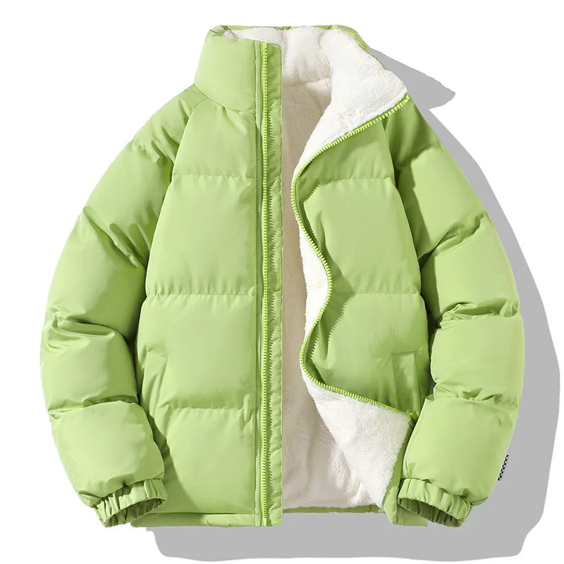 Lined puffer high collar winter jacket for men | Fleece -5