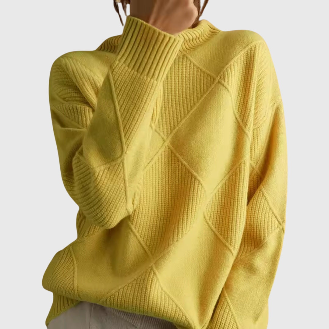 Geometric elegant sweater turtleneck for women | Seraphina -9