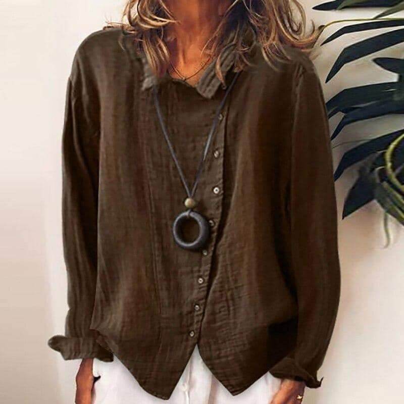 Camisa casual feminina manga comprida blouse for women | Marbella -3