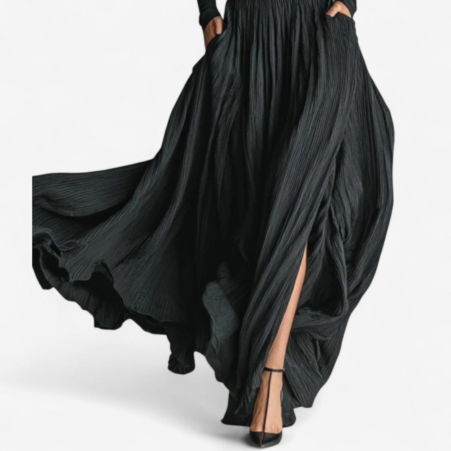 Elegant flowy dress for women | High waist Maxi -3