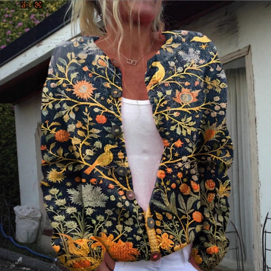 Soft front cardigan for women | Floral Open -5