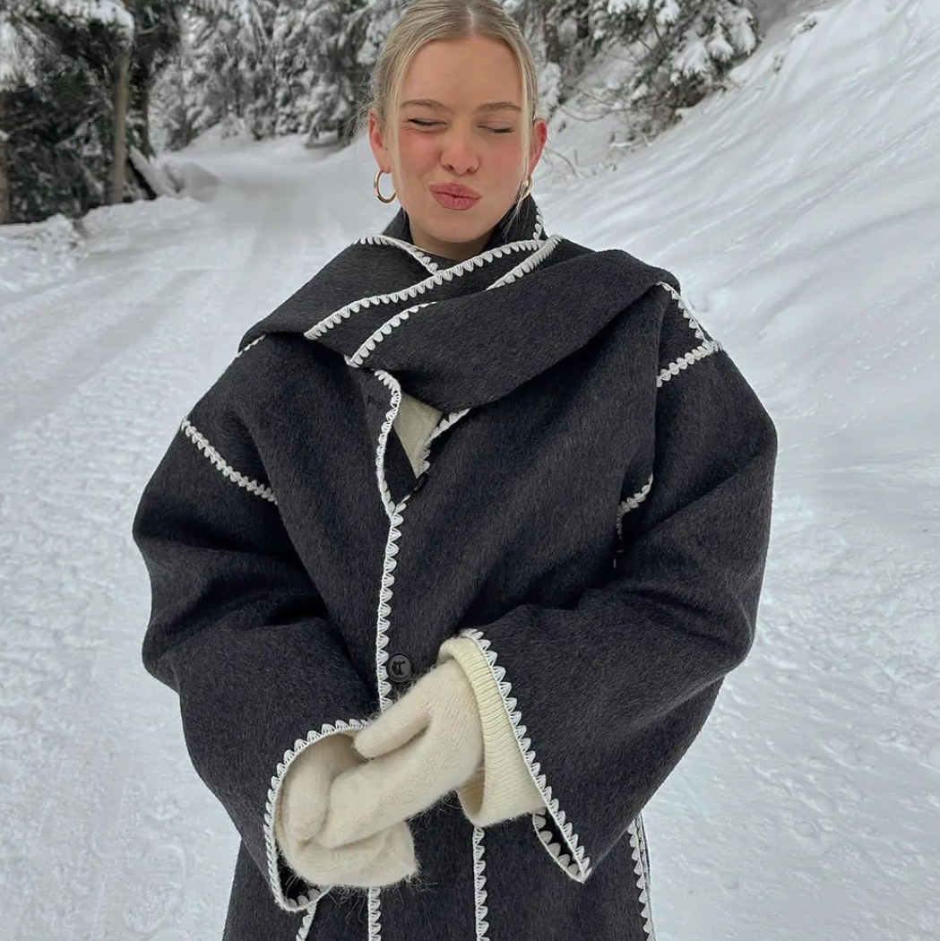 Streetwear collar scarf original coat for women | Mira -4