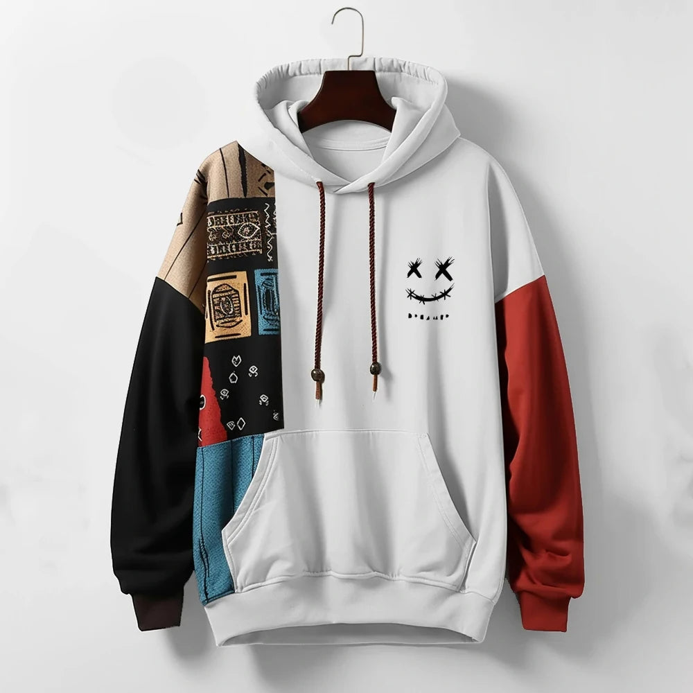 Contrast colour bold pattern hoodie for men | Zephyr -3