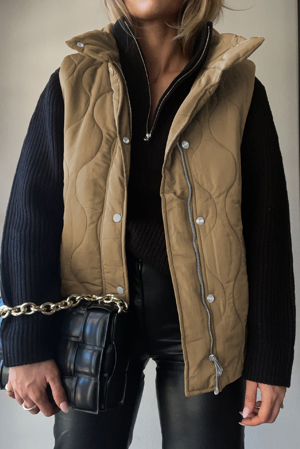 Quilted winter coat lightweight sleeveless vest for women | Krist -24