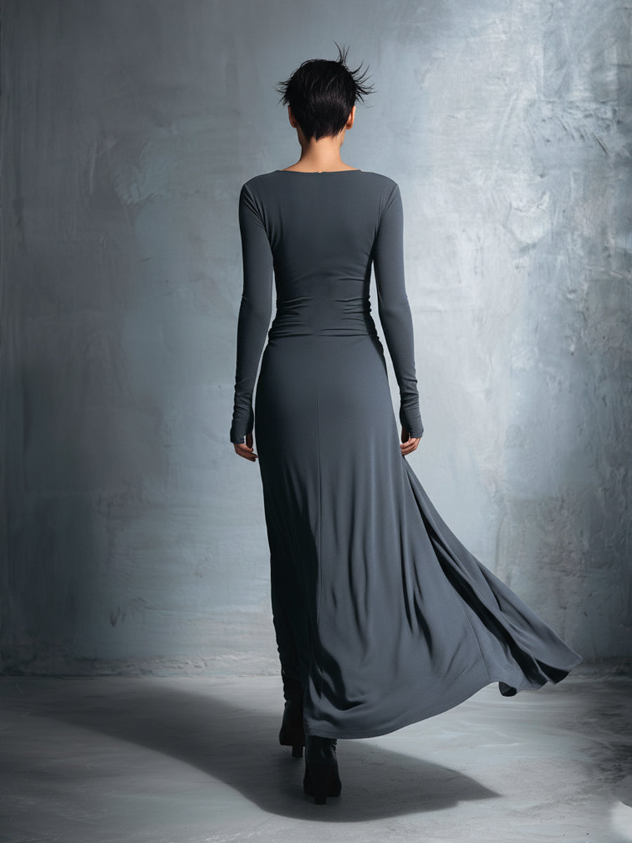 Maxi flowy side bow dress for women | Elvera -10