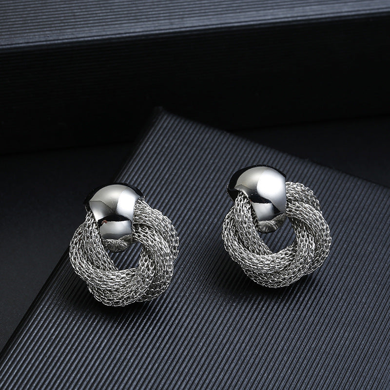 Circle cable-knit earrings for women | Janine -2