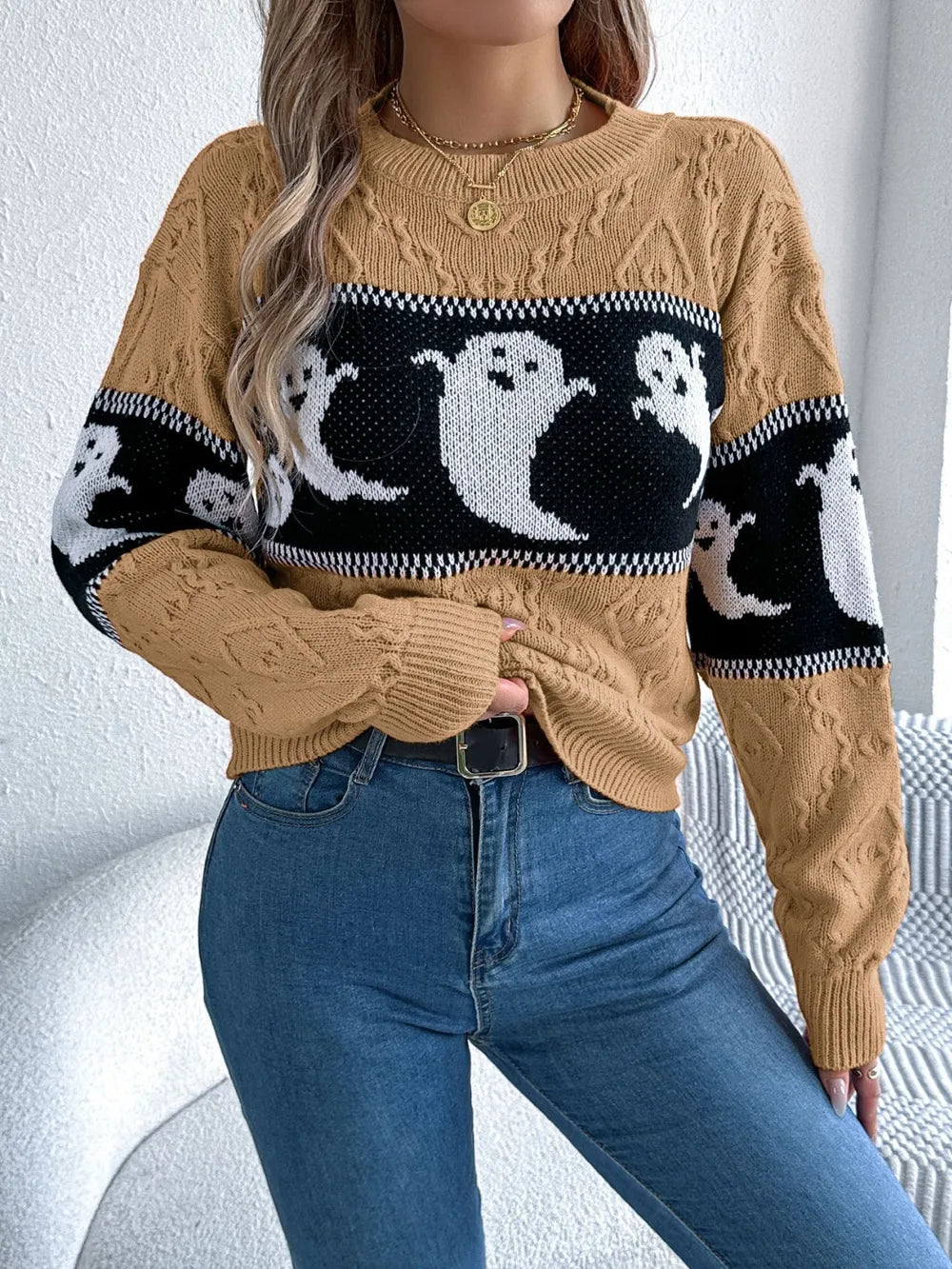 Soft halloweknite sweater for women | Sweater with patterns of dessins animes mignons -15