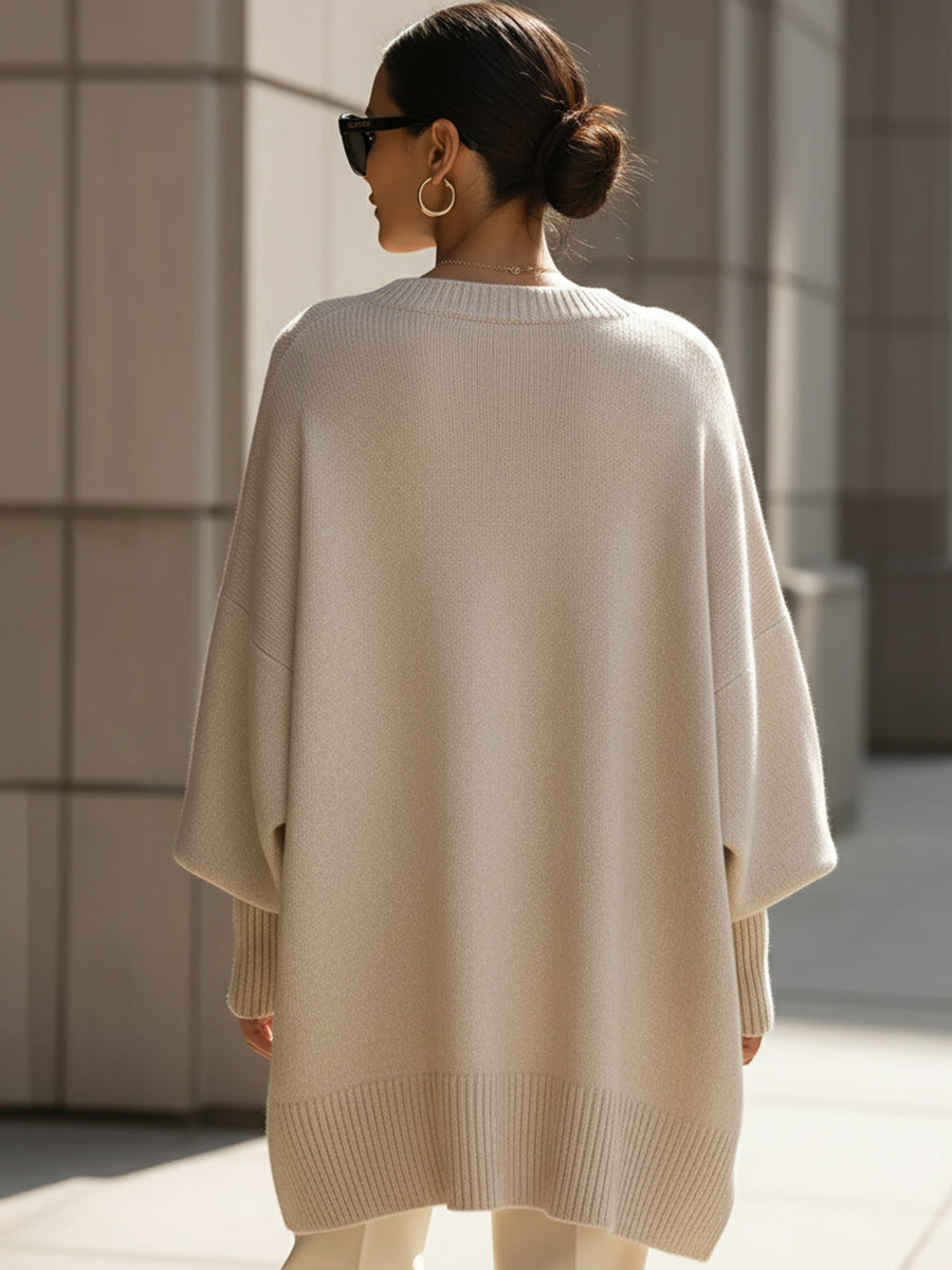 Blend rounded neck sweater for women | Oversized Wool -4