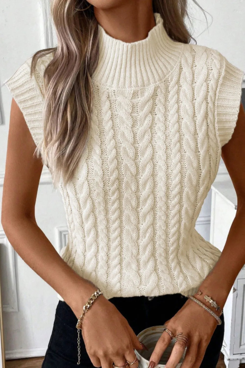 Sleeveless knit sweater autumn pullor top for women -2