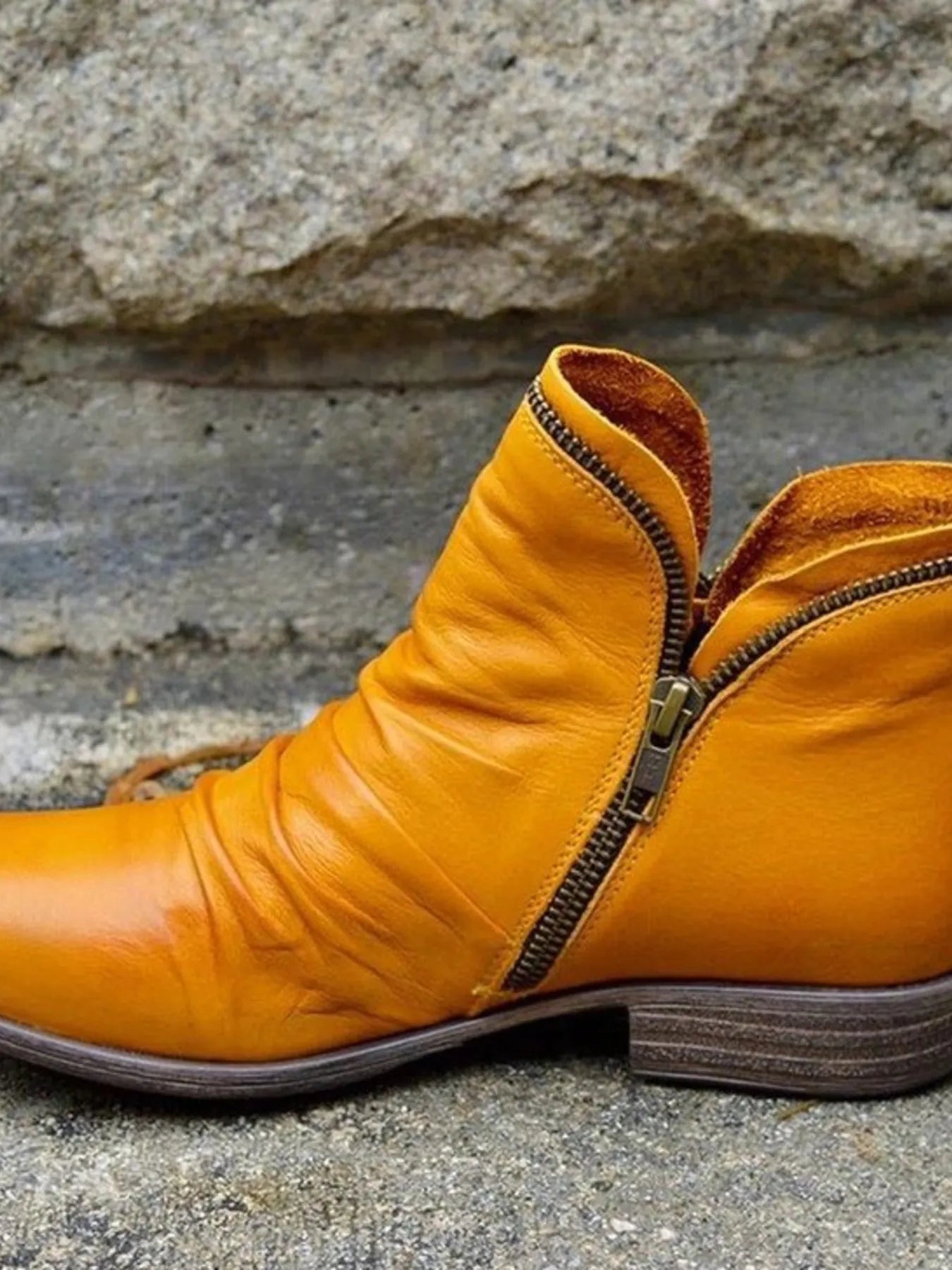Ankle casual shoes leather slip-on boots for women | Alba -6