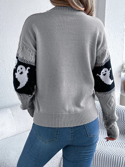 Soft halloweknite sweater for women | Sweater with patterns of dessins animes mignons -8
