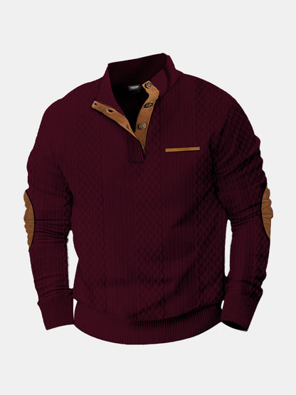 Knit cable-knit high collar structured sweater for men | Adrien -11