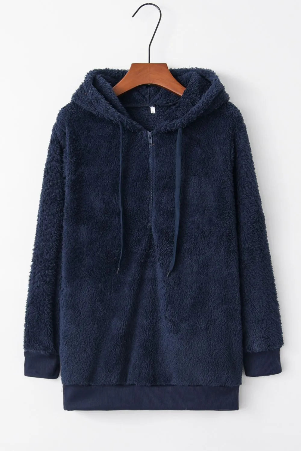 Plush demi-zip hoodie for women -9