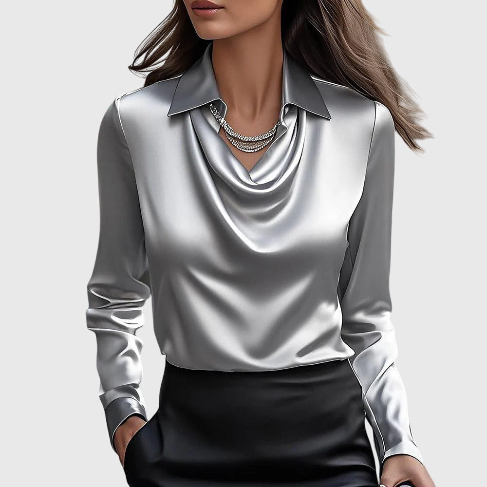 Collar drape blouse for women | Elara -3