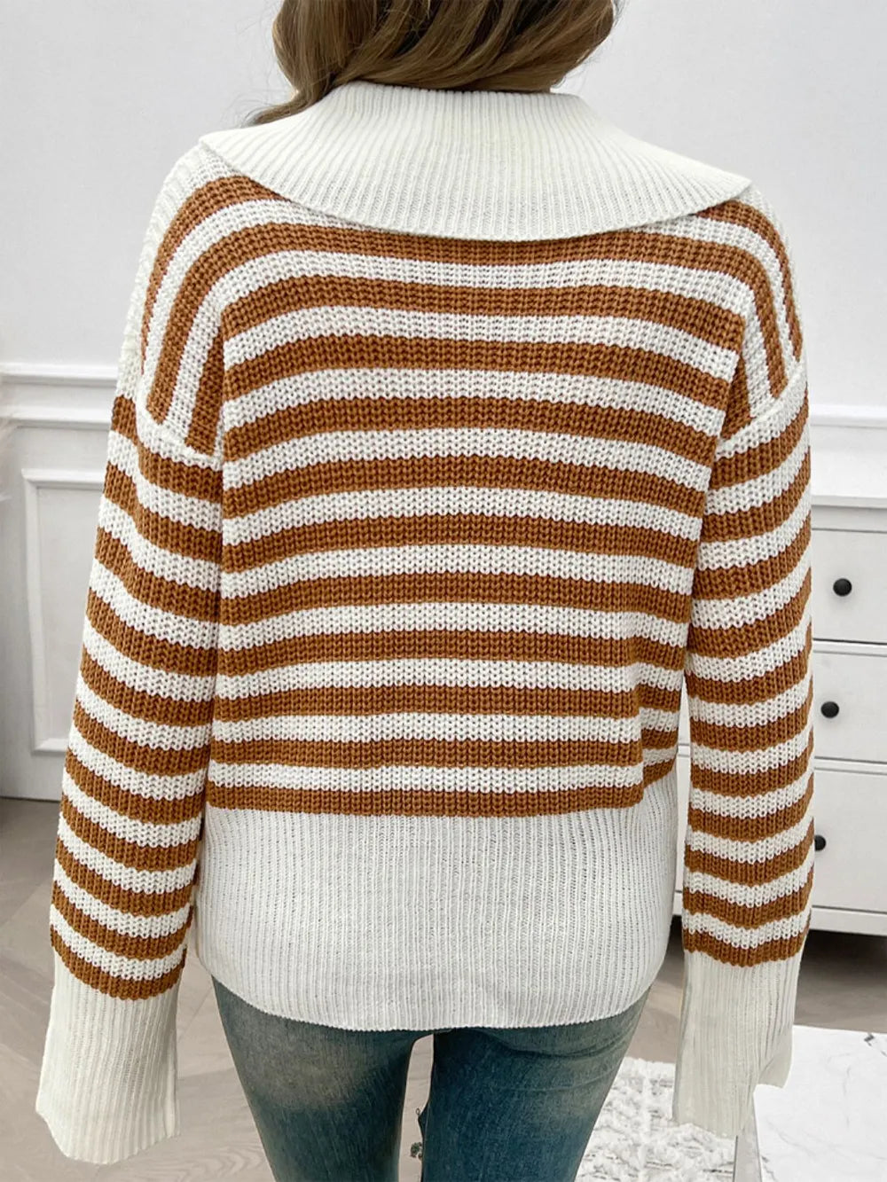 Knit long striped sweater for women | Albertine -2