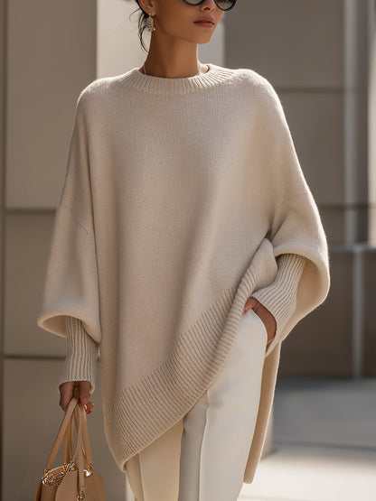 Blend rounded neck sweater for women | Oversized Wool -1