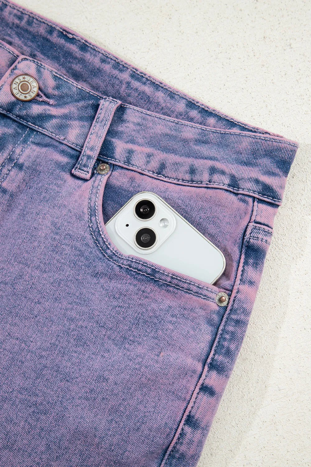 Court violet jeans for women | Denim washed with hem raw -9