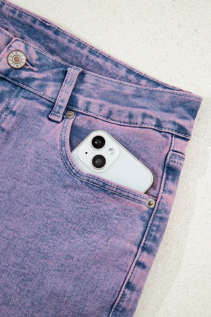 Court violet jeans for women | Denim washed with hem raw -9