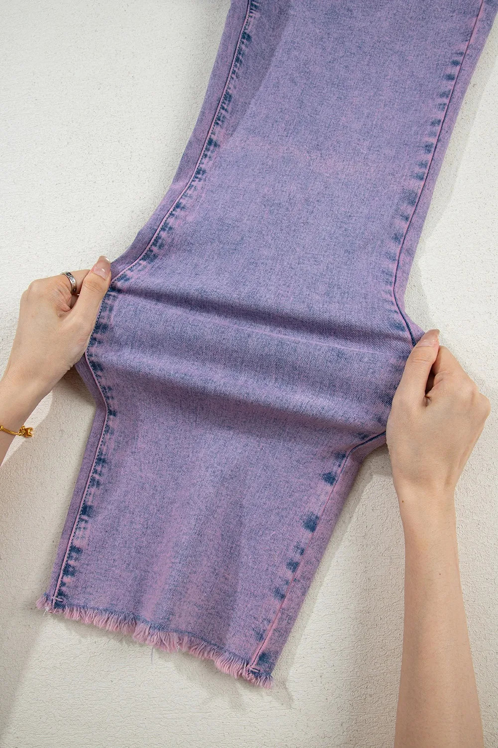 Court violet jeans for women | Denim washed with hem raw -11