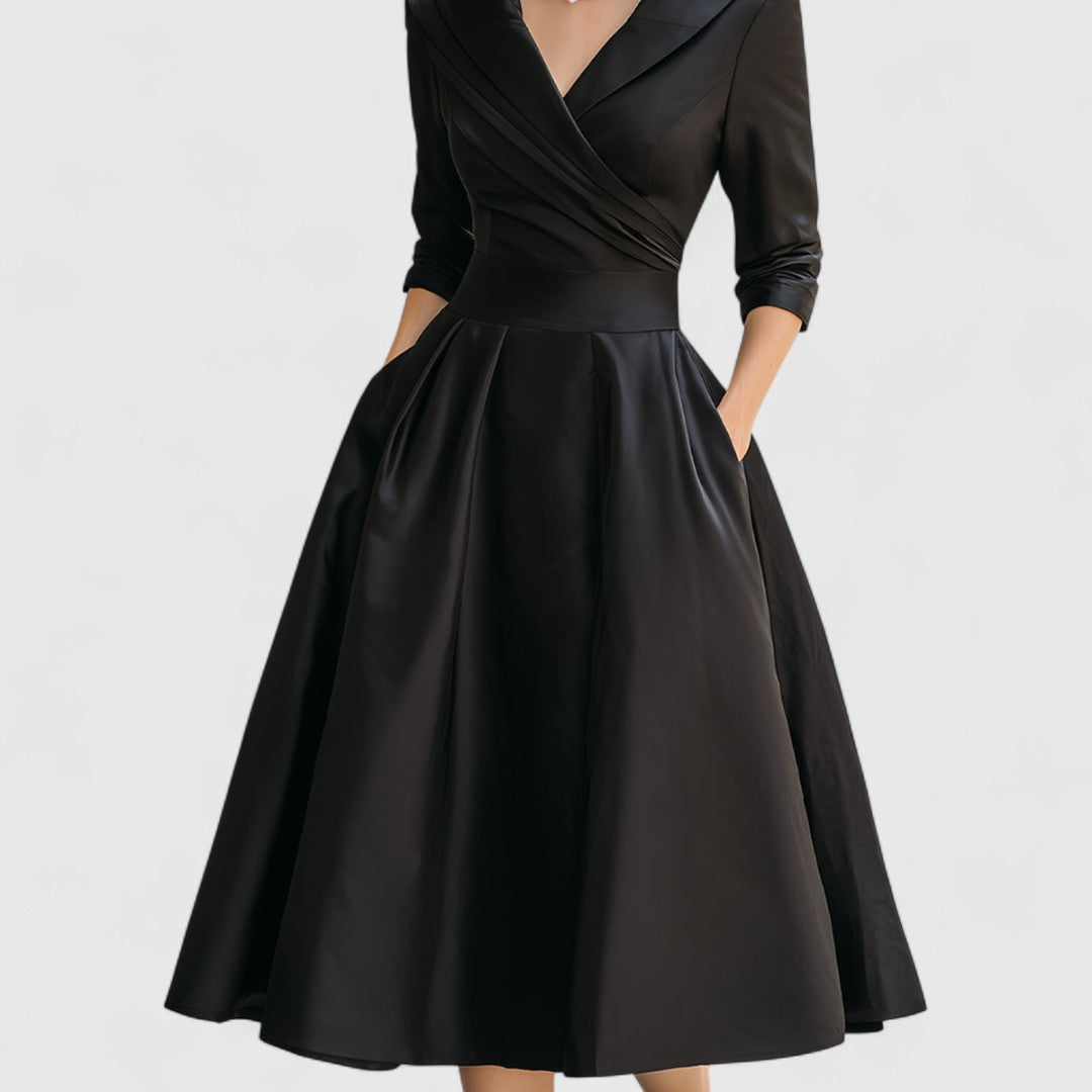 Elegant neckline crossed dress for women | Elise -8