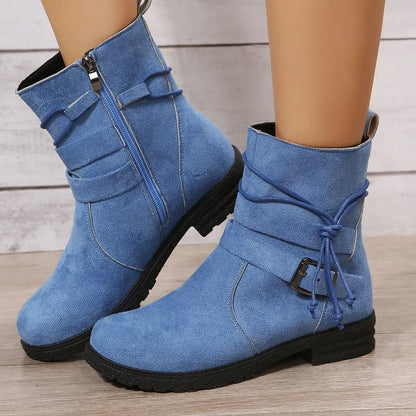 Ankle heel bas suede boots for women | Alexandrine -8