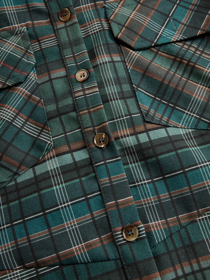 Plaid maxi dress shirt for women | Liora -6