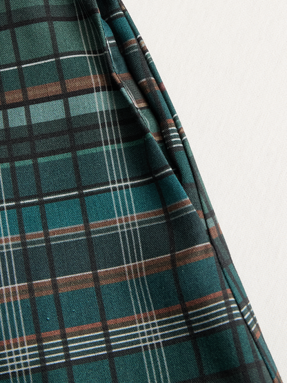 Plaid maxi dress shirt for women | Liora -8