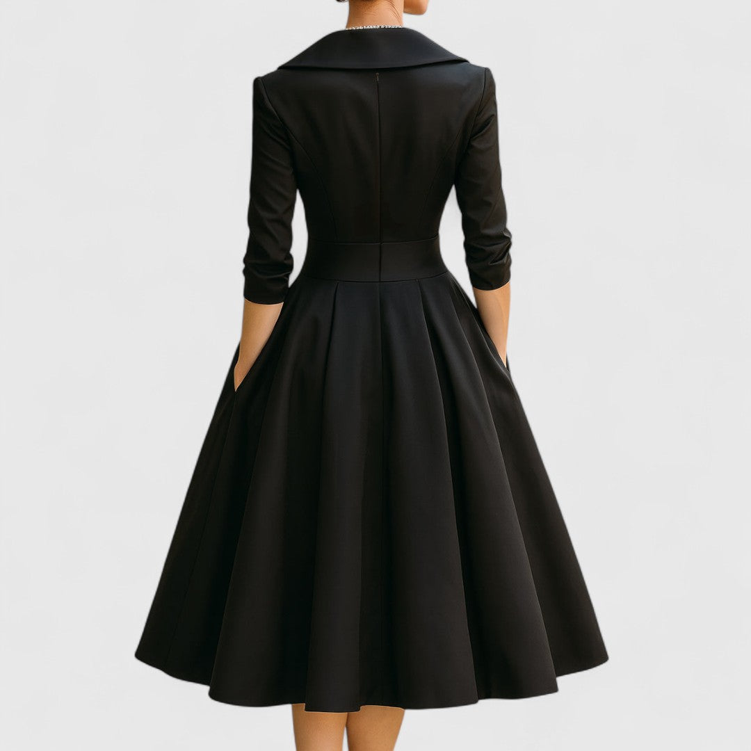 Elegant neckline crossed dress for women | Elise -9
