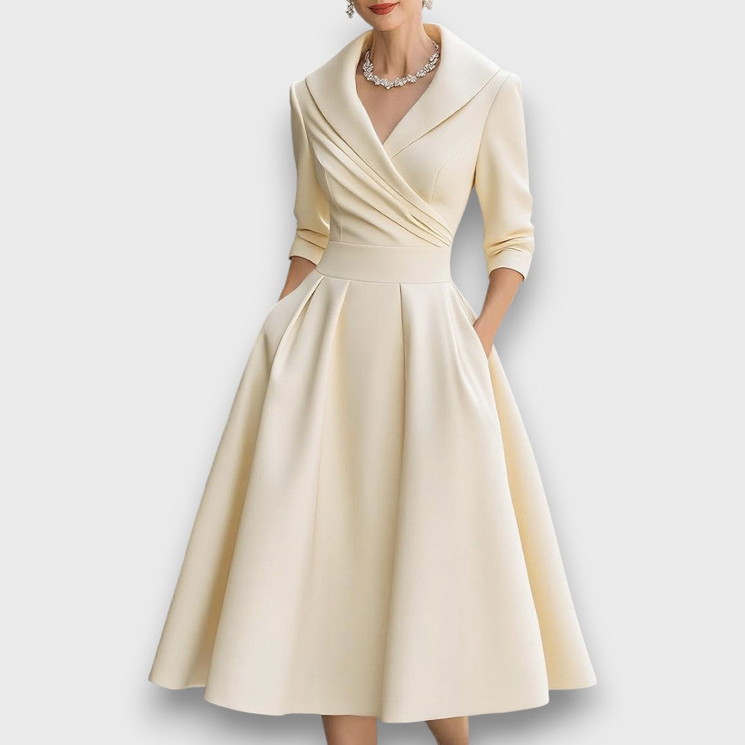 Neck midi dress for women | Refined Wrap -5