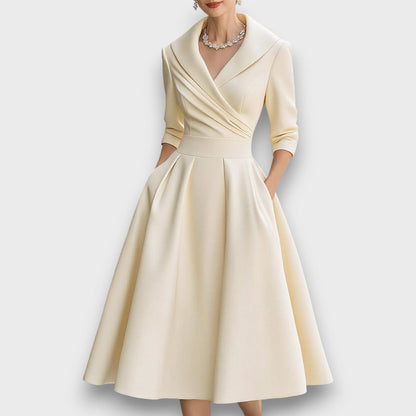 Neck midi dress for women | Refined Wrap -5