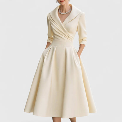 Elegant neckline crossed dress for women | Elise -6
