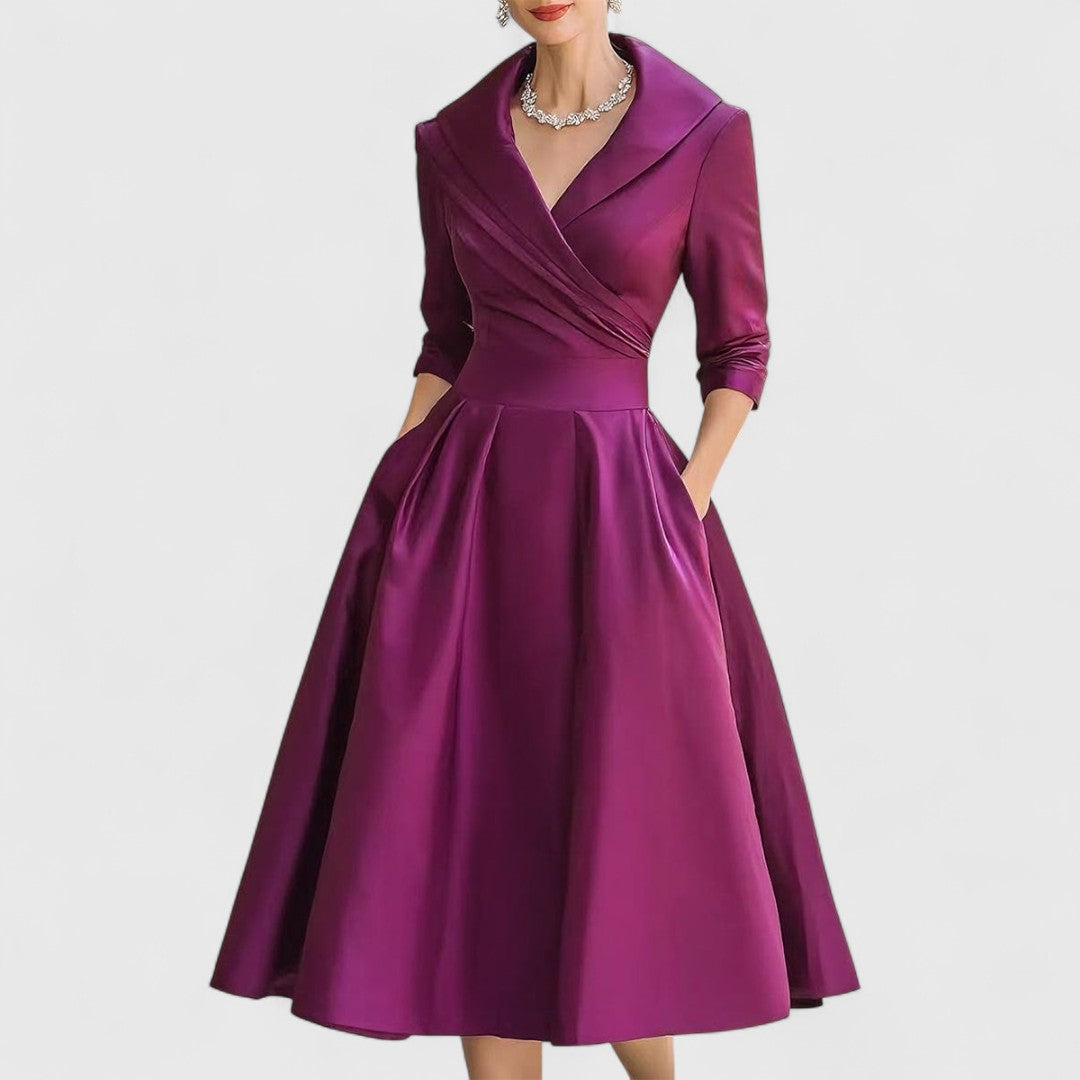 Elegant neckline crossed dress for women | Elise -5