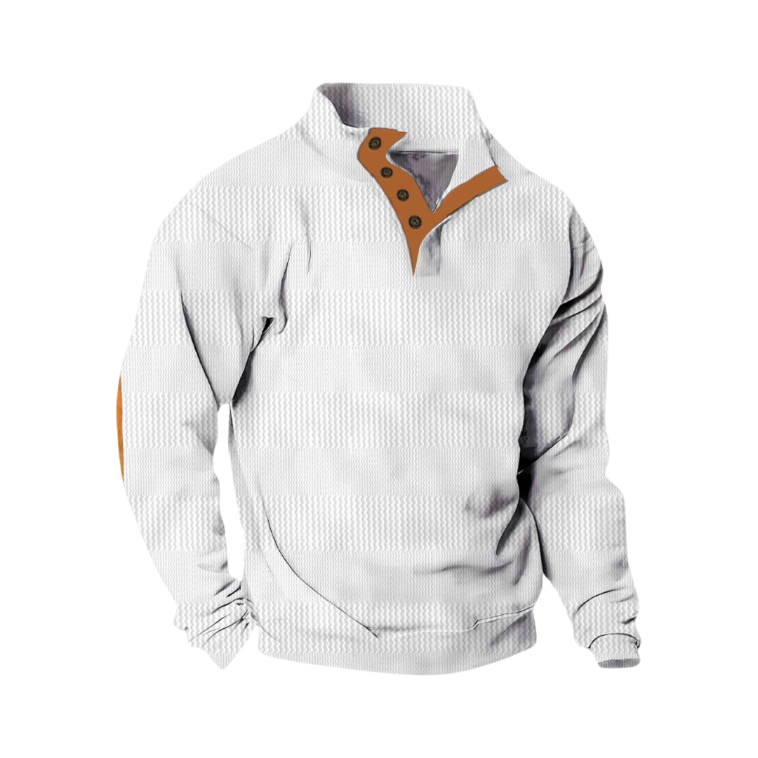 Soft button-up-pressure sweater for men -1
