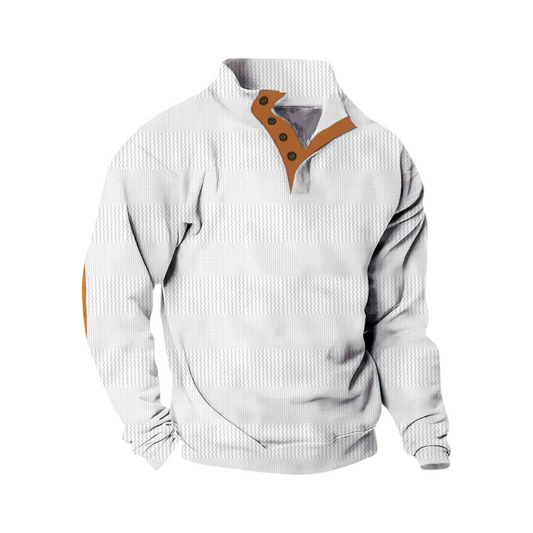 Soft button-up-pressure sweater for men -1