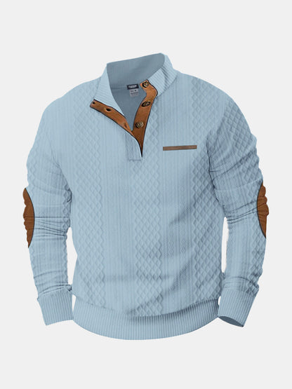 Knit cable-knit high collar structured sweater for men | Adrien -12