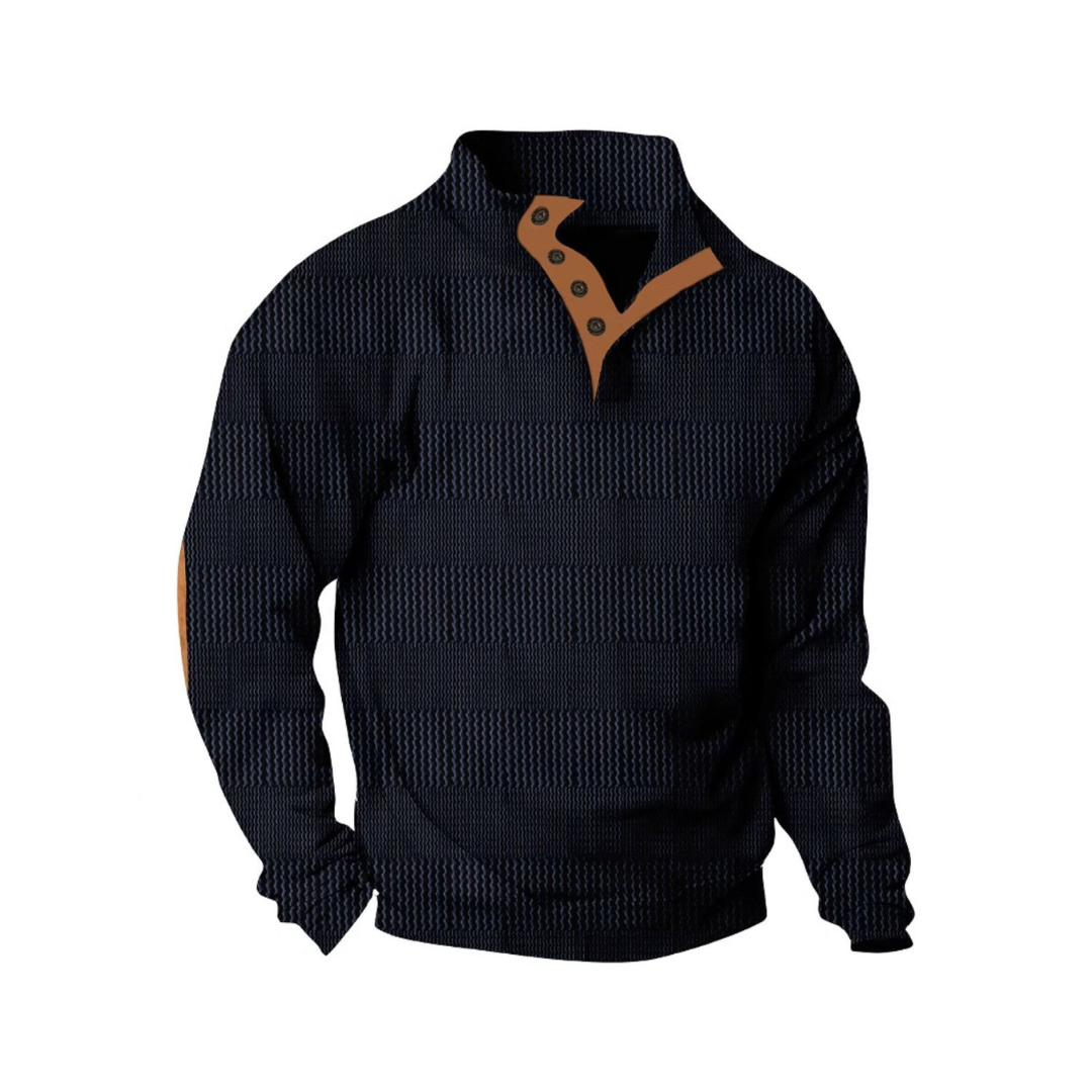 Soft button-up-pressure sweater for men -3