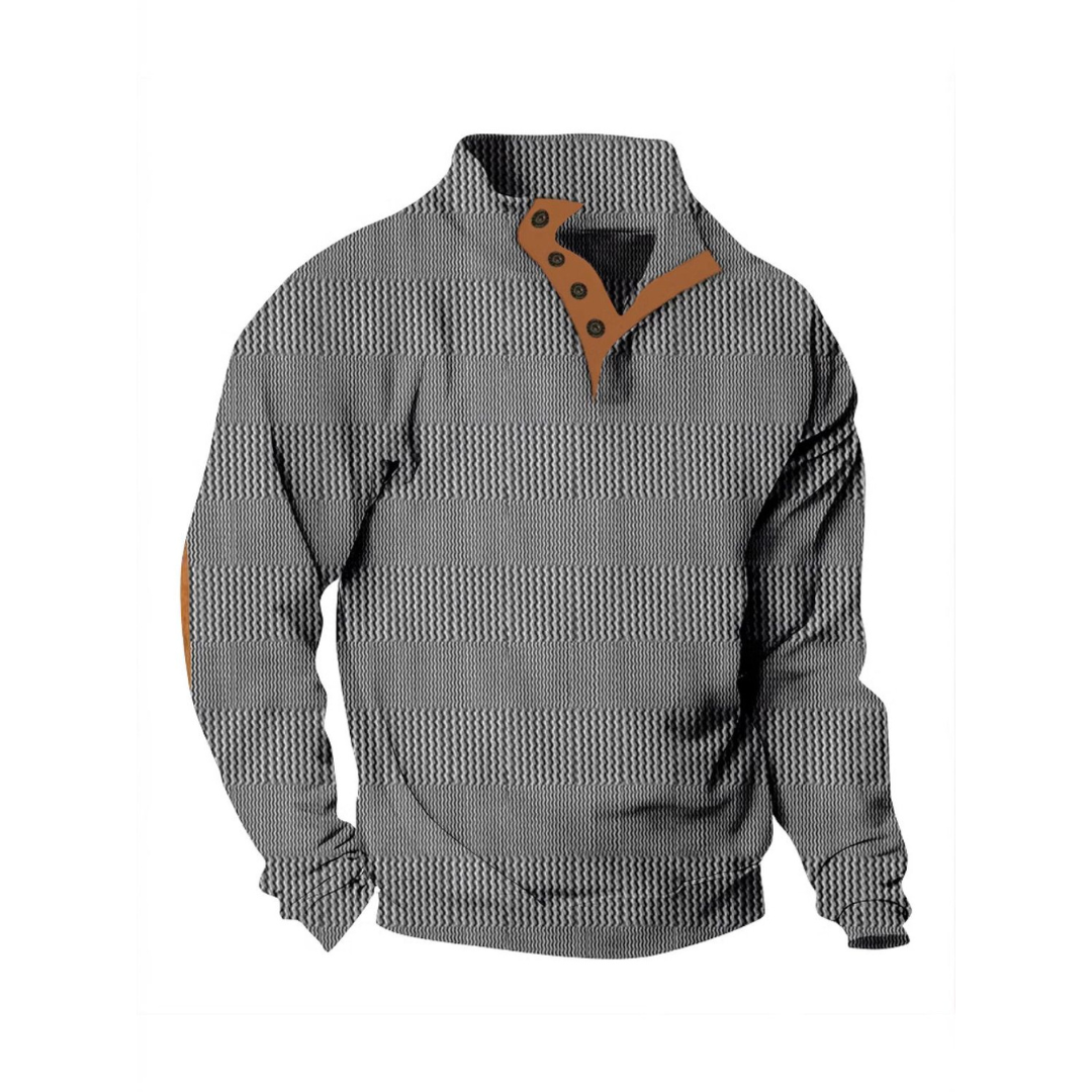 Soft button-up-pressure sweater for men -4