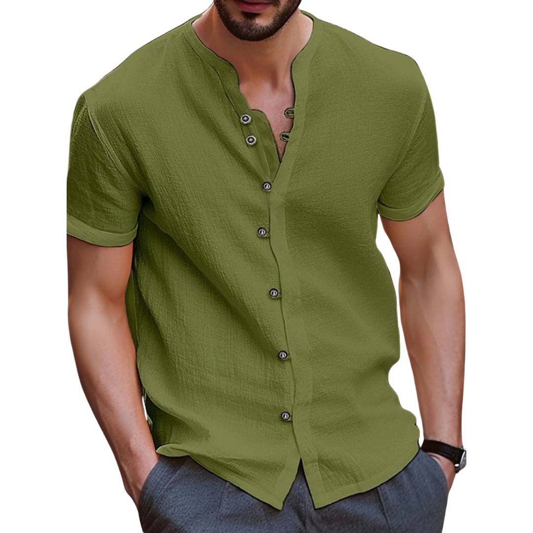 Henley buttoned front shirt for men -3
