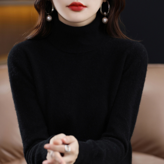 Soft knit sweater classic fit turtleneck for women | Elara -1