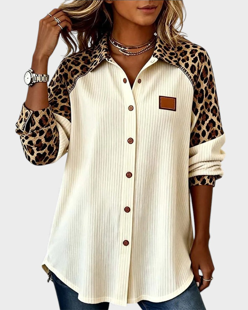 Two-tone buttoned printed details shirt for women | Orelia -1