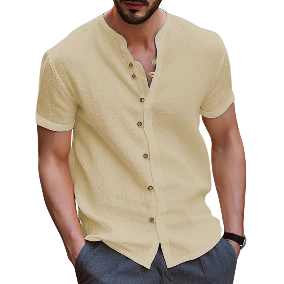 Henley buttoned front shirt for men -4