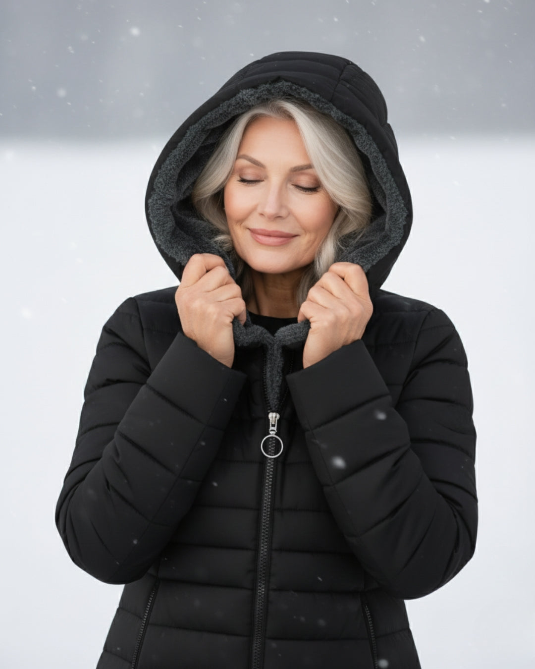 Quilted hooded cut flattering coat for women | Marielle -8