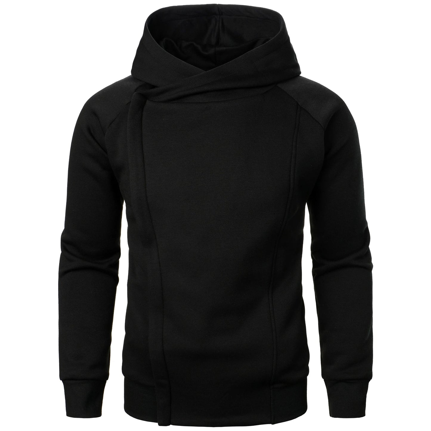 Asymmetric zip sculpted crossover hood hoodie for men | Kaelen -9