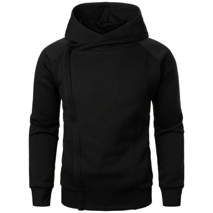 Asymmetric zip sculpted crossover hood hoodie for men | Kaelen -9